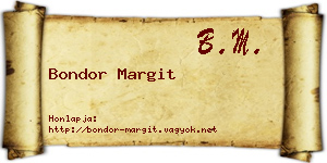 Bondor Margit névjegykártya
